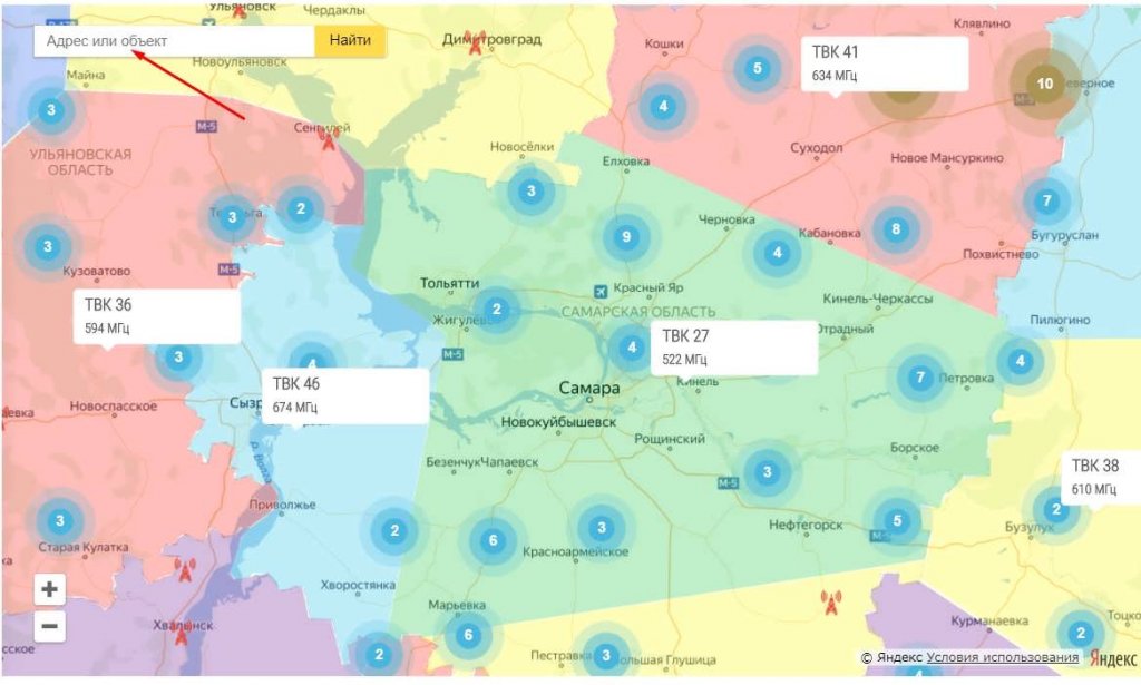 Частоты цифровых каналов в нижегородской области карта