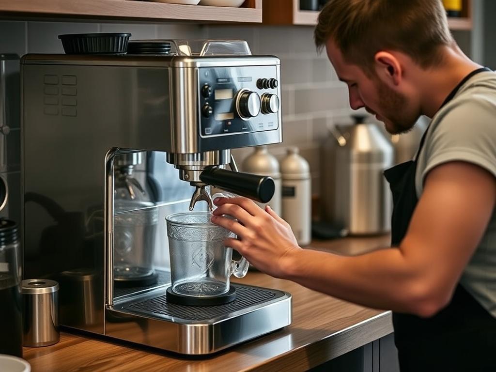 Cleaning the coffee machineфото