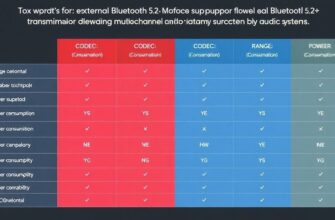 Сравнение разных моделей ТВ‑приставок по поддержке внешних модулей Bluetooth 5.2+ для передачи многоканального звука без задержек и синхронизации с акустическими системами: дальность действия, поддержка кодеков, энергопотребление и совместимость с ОС