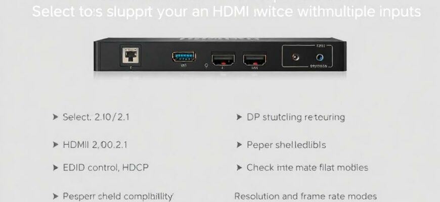 Как устранить периодическое пропадание картинки при использовании HDMI‑переключателя с несколькими входами: выбор устройства с поддержкой HDMI 2.0/2.1, EDID‑управления, HDCP, качественного экранирования и проверки совместимости режимов разрешения и частоты кадров